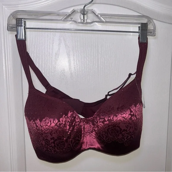 New! Soma Bra Bundle Burgundy Wine Lot of 2 Floral Lace & Smooth Full Coverage - Picture 5 of 7